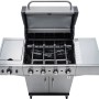 Char-Broil Gasgrill Performance PRO S 4 mit 4 Brennern, Seitenbrenner und offener Edelstahlhaube.
