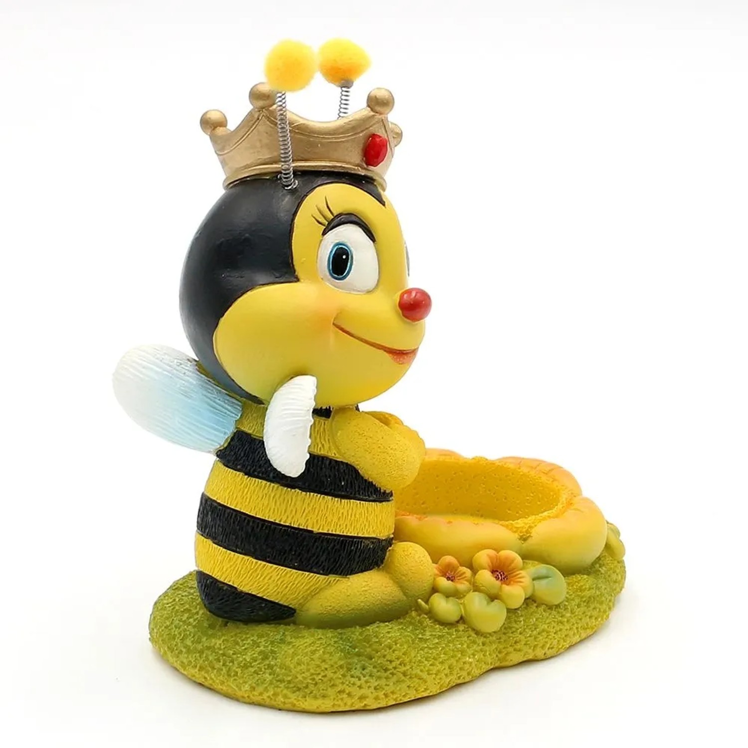 2er Set Deko Bienenpaar mit Teelichthalter, Keramik Gartendeko, 7x12x13cm.