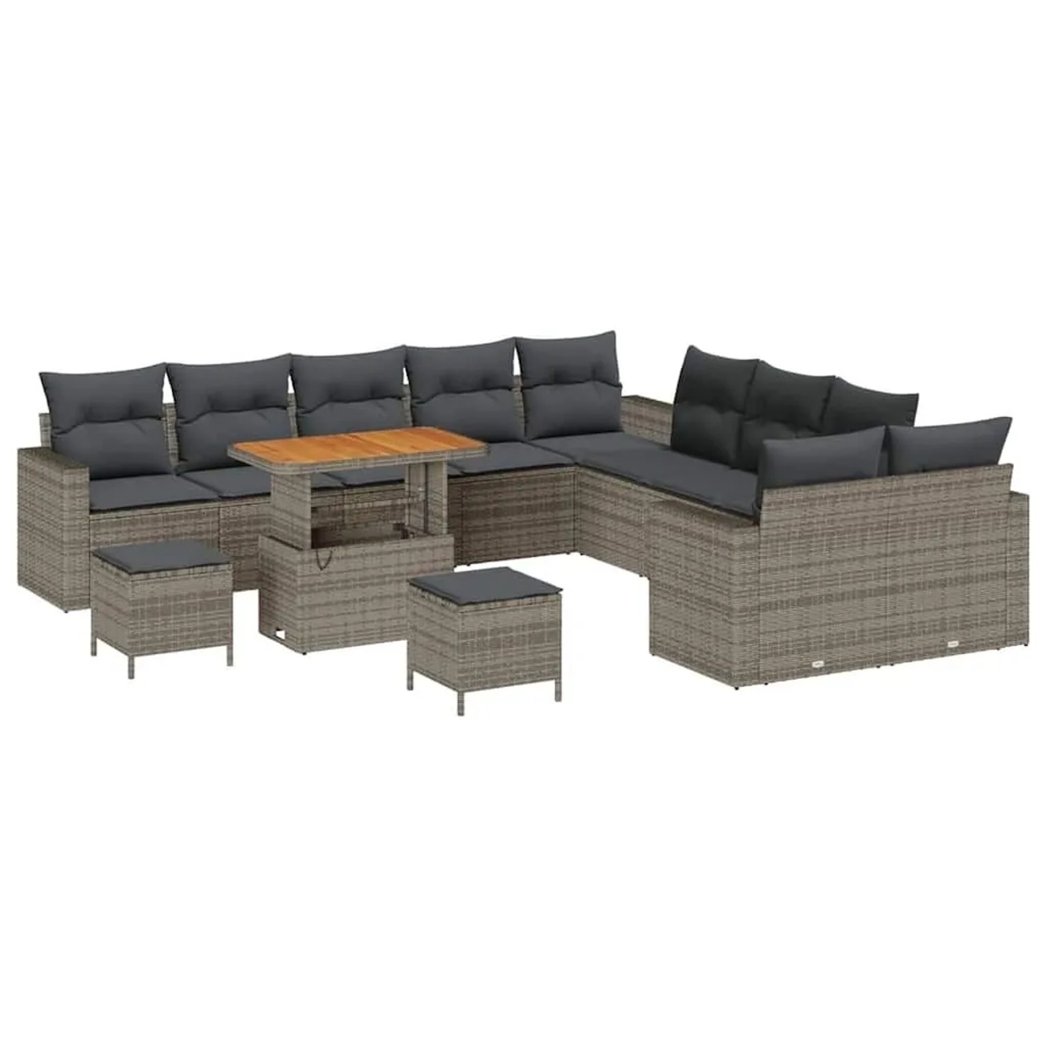 vidaXL Gartensofa-set mit Kissen 17-Tlg Grau Poly-Rattan 3363628 günstig online kaufen