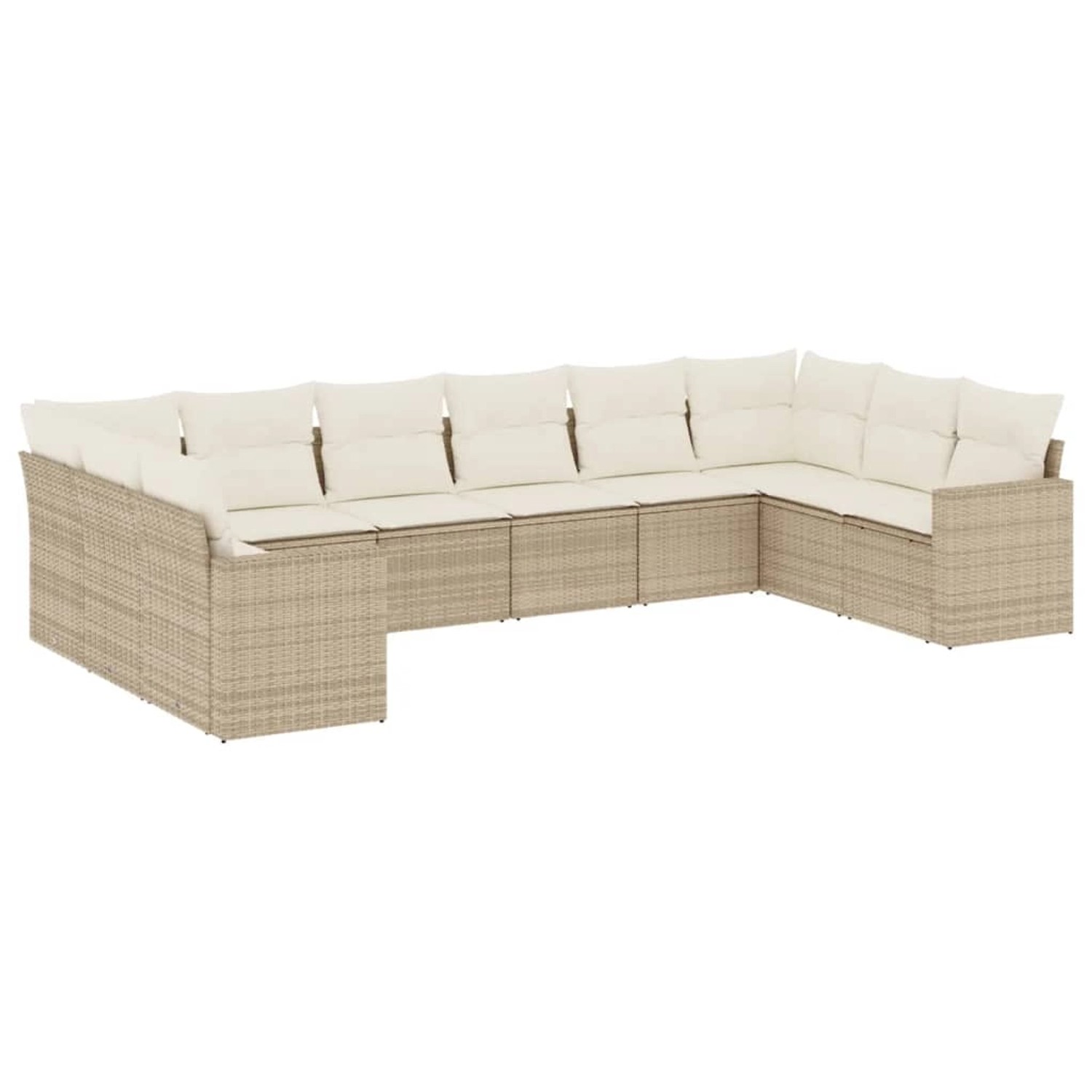vidaXL 10-Tlg Garten-Sofagarnitur mit Kissen Beige Poly Rattan 3219458 günstig online kaufen