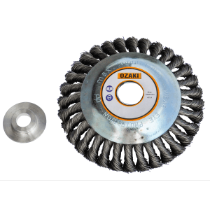 Ozaki Unkrautbürste, Ø 150 mm, Metallbürstenkopf für Motorsense, inklusive Reduzierring.