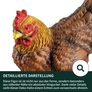 VERDOBA Wetterfeste Gartenfiguren Braunes Huhn mit Küken