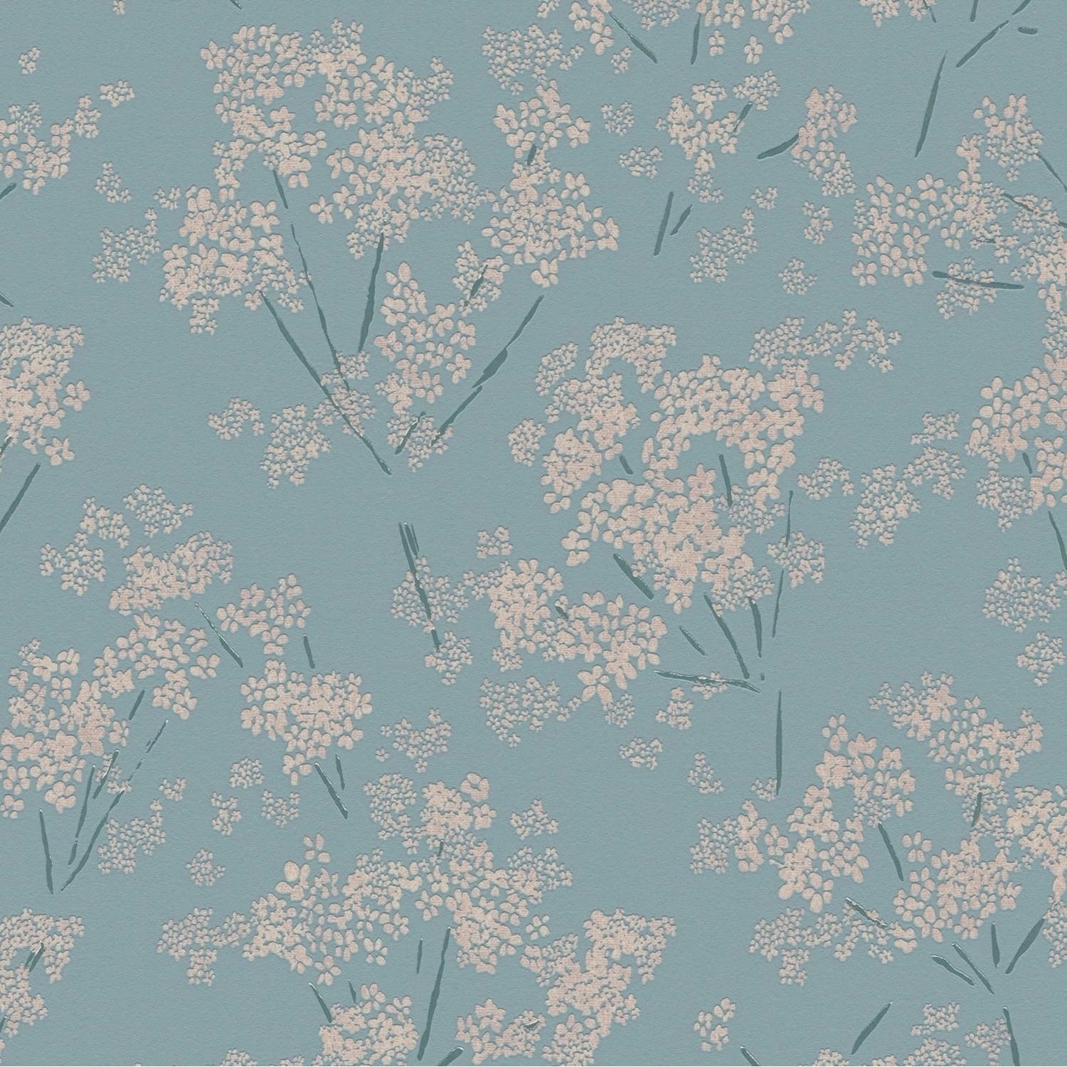 PROFHOME 395485-GU Blumen Tapete Floral Blau Beige Türkis 0,53 m x 10,05 m günstig online kaufen