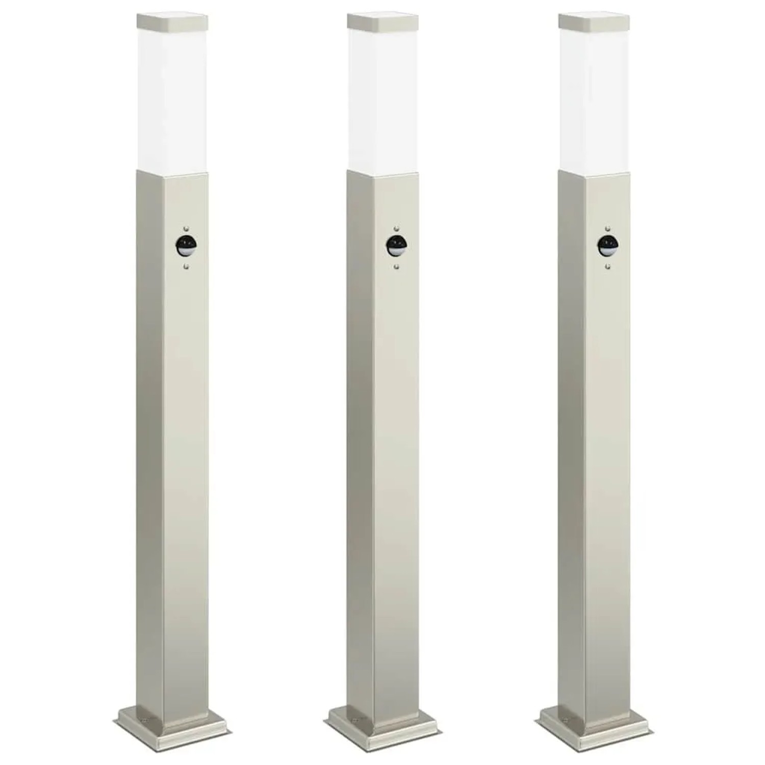 vidaXL Pollerleuchten mit Sensor 3 Stk 80 cm Edelstahl IP44 4006056