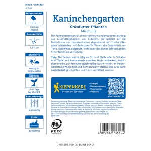 Kiepenkerl Kaninchengarten Grünfutter-Mischung: Saatgut für frisches Grünfutter für Kaninchen.