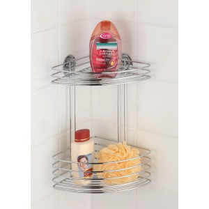 Wenko Eckregal Turbo-Loc, Chrom, 2 Ablagen für Badutensilien in der Dusche.