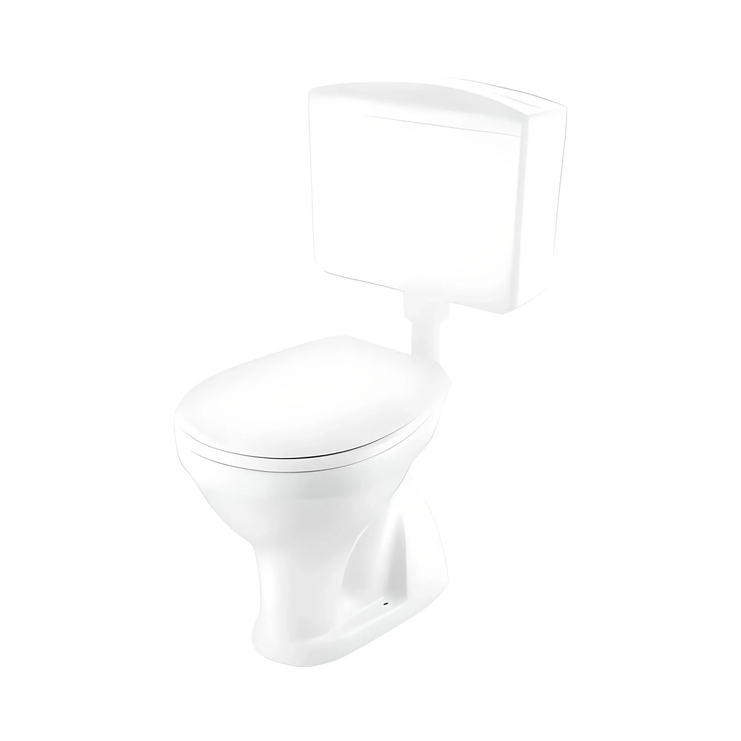 Weißes Baliv Stand-WC-Set C218 mit Spülkasten und WC-Sitz.