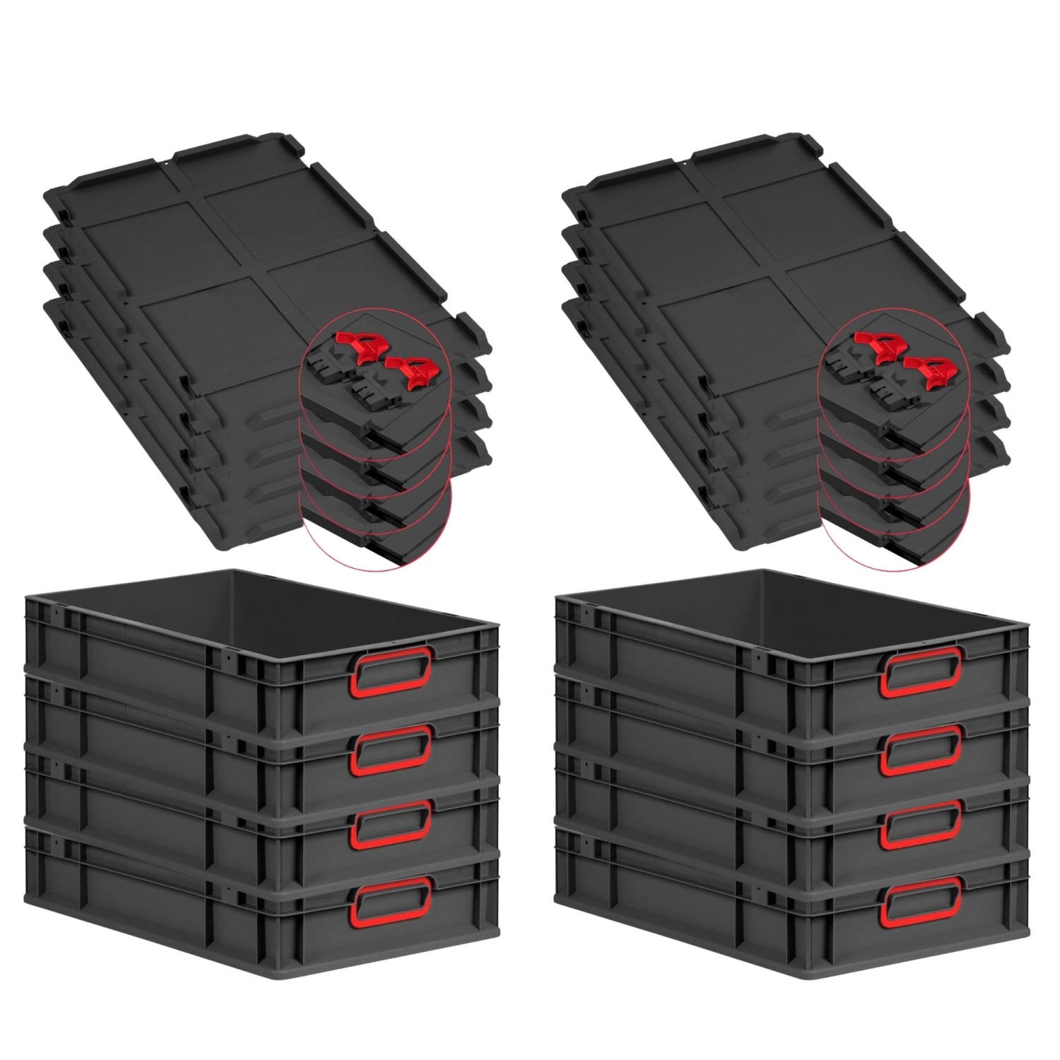 PROREGAL SuperSparSet 8x Eurobox Nextgen Color Mit Scharnierdeckel HxBxT 12 günstig online kaufen
