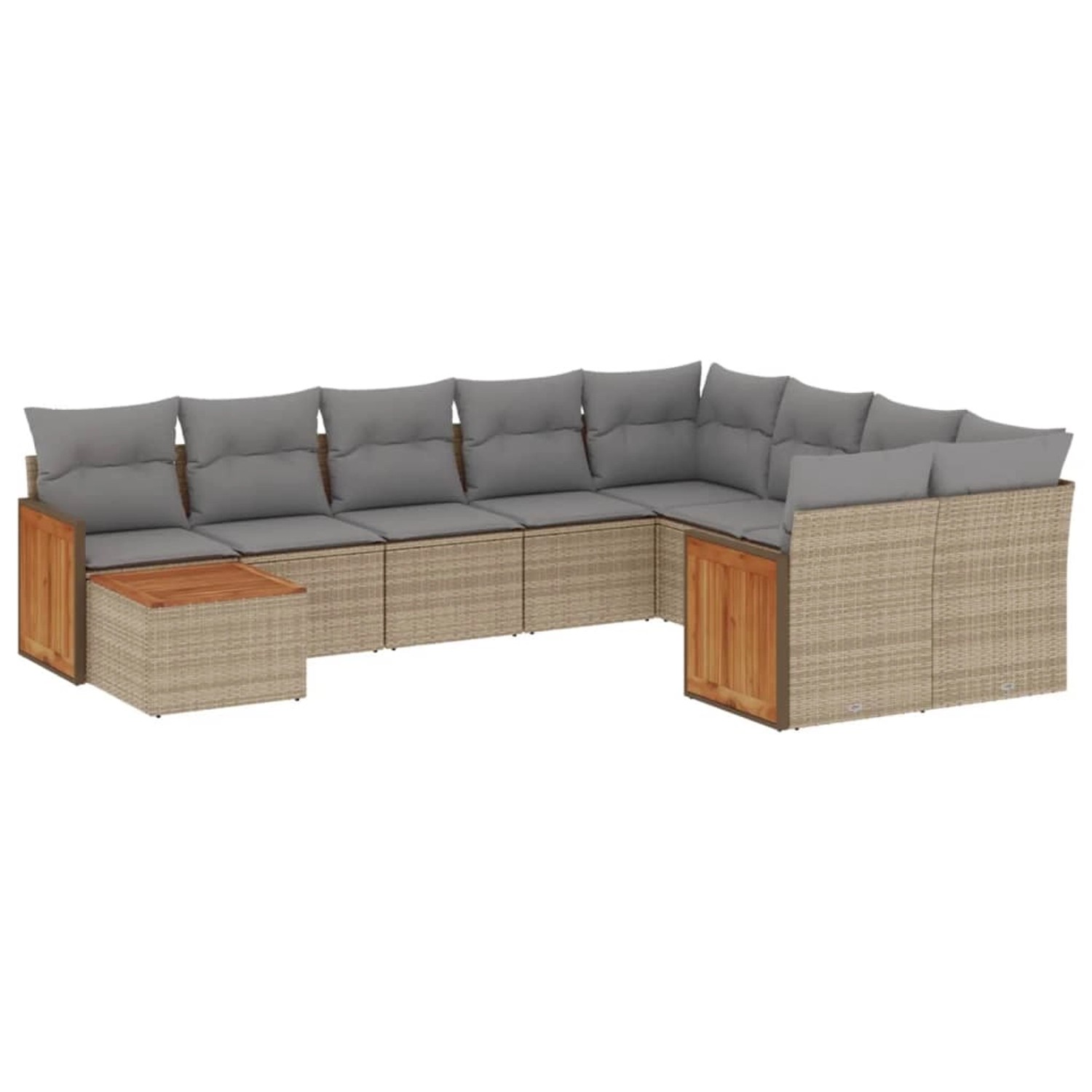 vidaXL 10-Tlg Garten-Sofagarnitur mit Kissen Beige Poly Rattan 3227998 günstig online kaufen