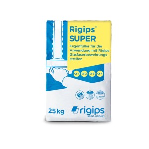 Sack Rigips Super Fugenspachtel, 25 kg, zum Verspachteln von Gipskartonplatten.