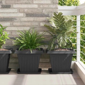 vidaXL Blumentöpfe 6 Stk Schwarz 38 x 38 x 30 cm Kunststoff 3403302
