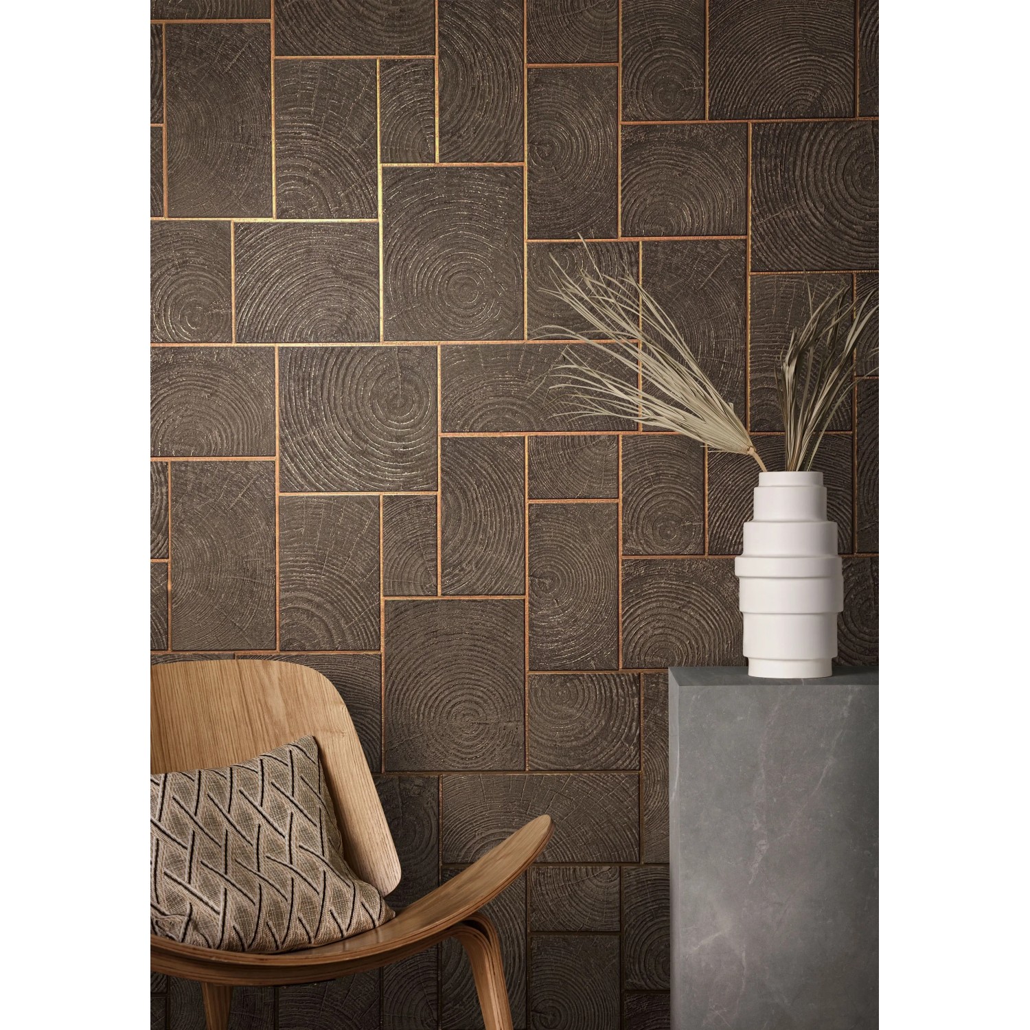 Marburg Vliestapete Natural Opulence in Fliesenoptik, braun. Dekorative Wandgestaltung mit FSC®-Zertifizierung.
