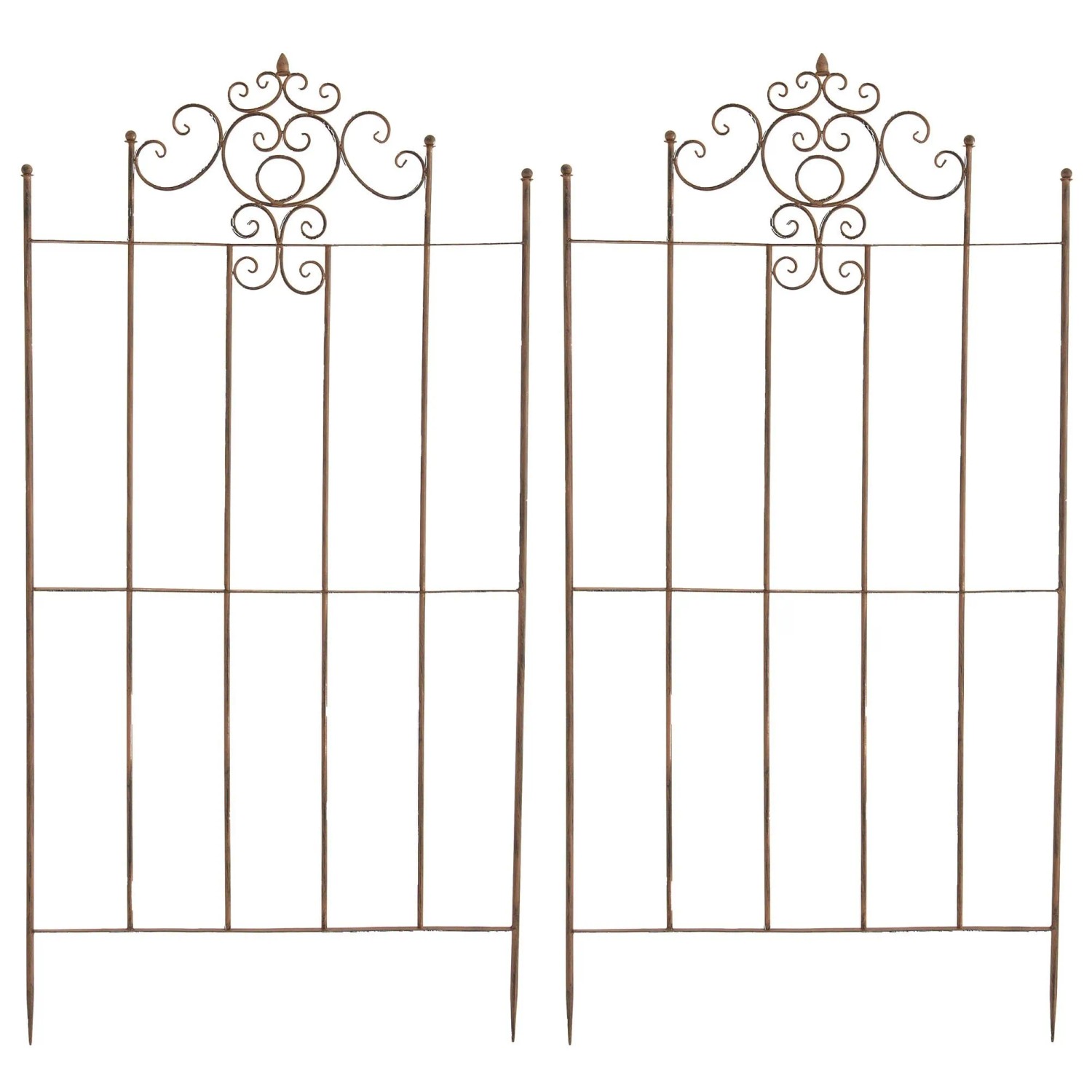 DELUKE Rankgitter HEIKE 2er Set 85,5x2x170cm Metall Antik-Braun Rankhilfe Kletterpflanzen Gartendekoration
