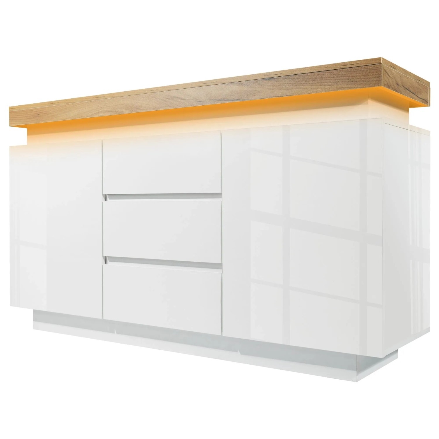 Merax Sideboard 81x140x39cm LED 3 Schubladen Weiß