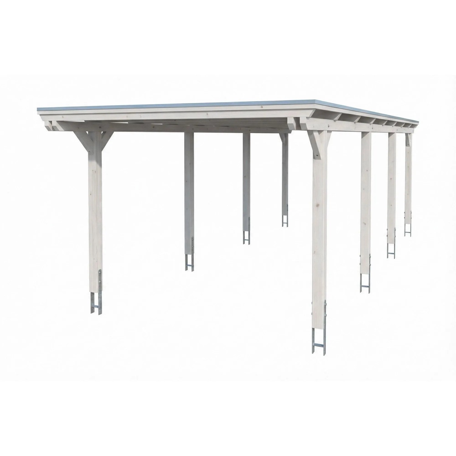 Skan Holz Carport Emsland Stahl-Dachplatten 340 cm x 846 cm Weiß