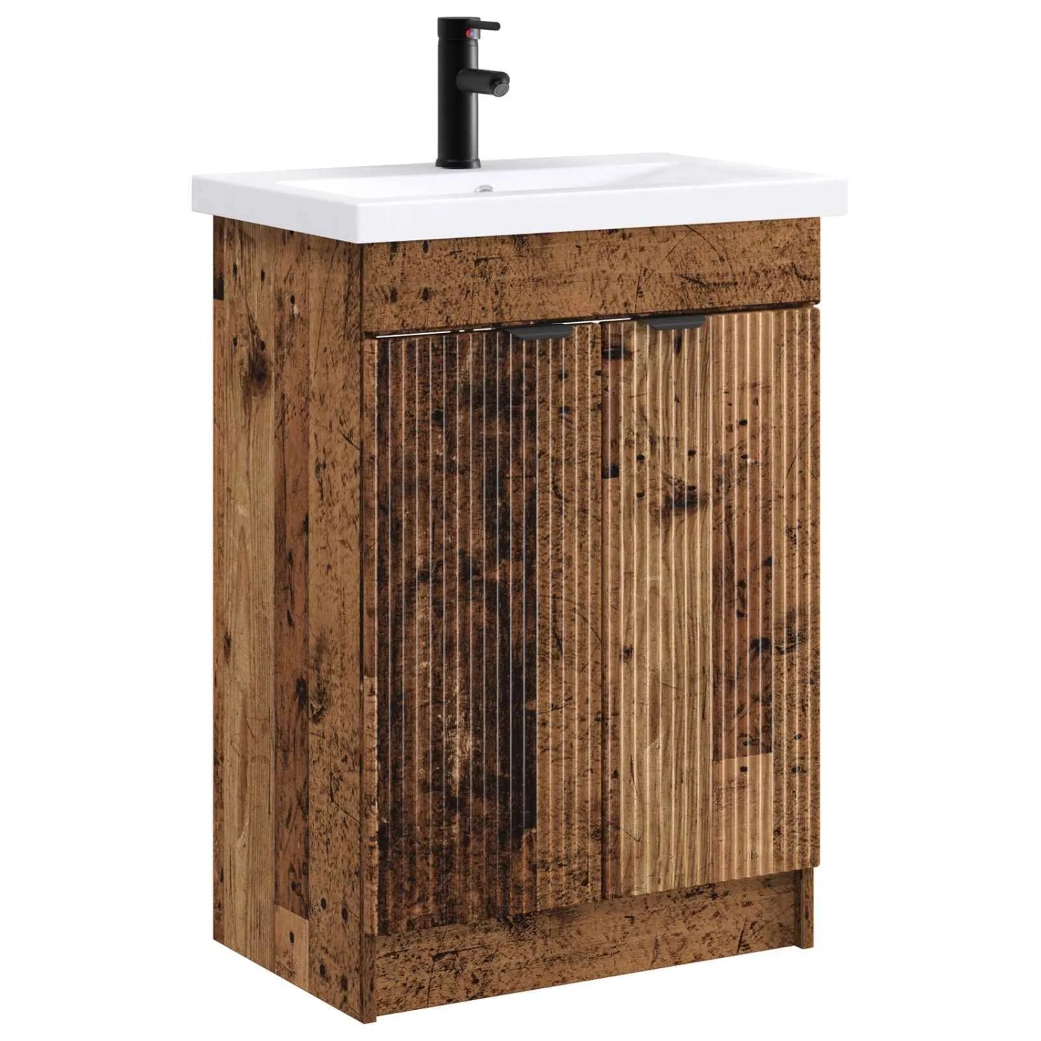 vidaXL Badezimmermöbel-Set Altholz 56 x 37,5 x 81 cm Holzwerkstoff 3404152