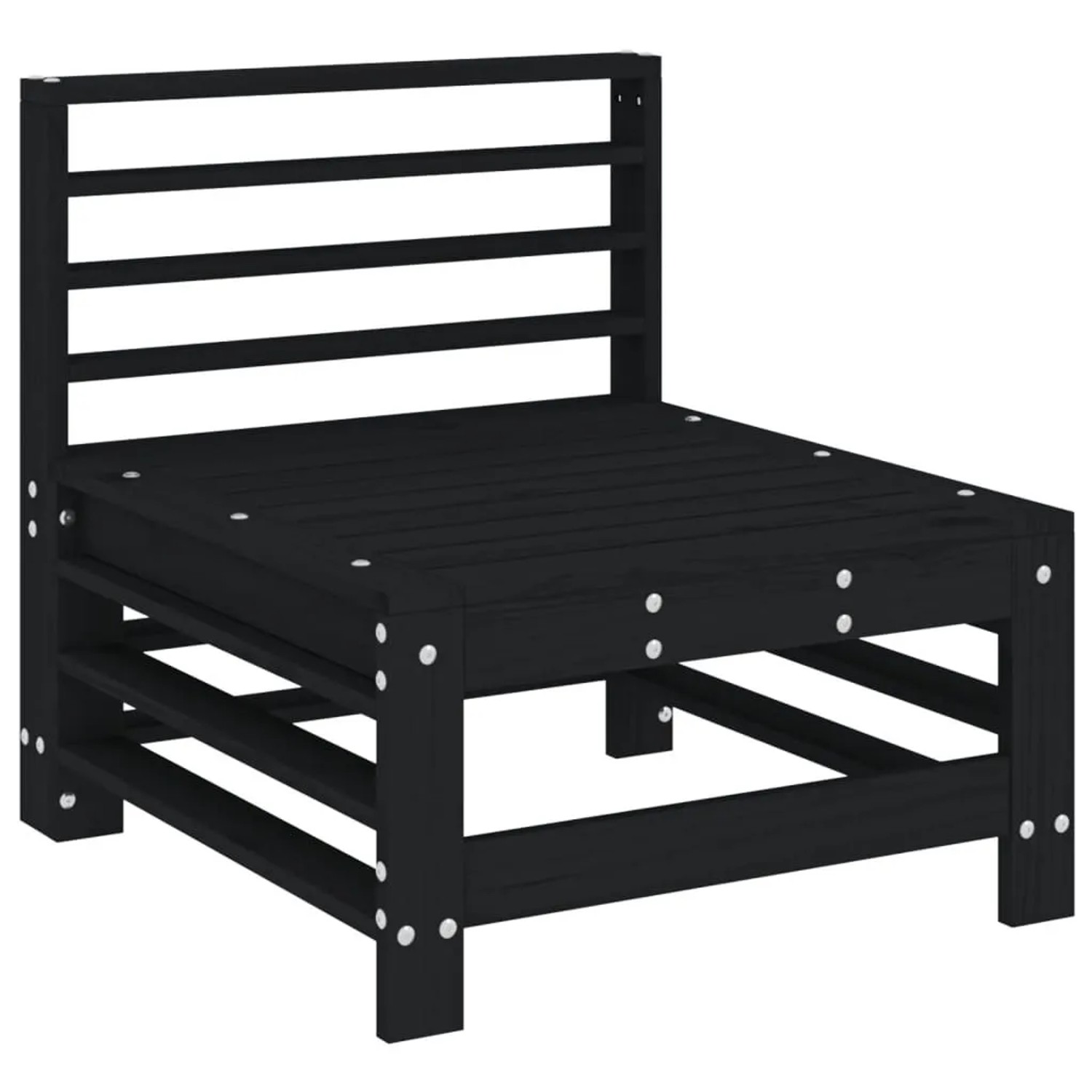 vidaXL Garten-Mittelsofa Schwarz Massivholz Kiefer 825615