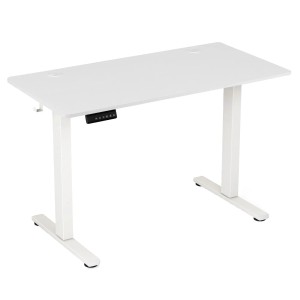 Costway Höhenverstellbarer Schreibtisch 120 x 60 cm mit 2 Haken Weiß