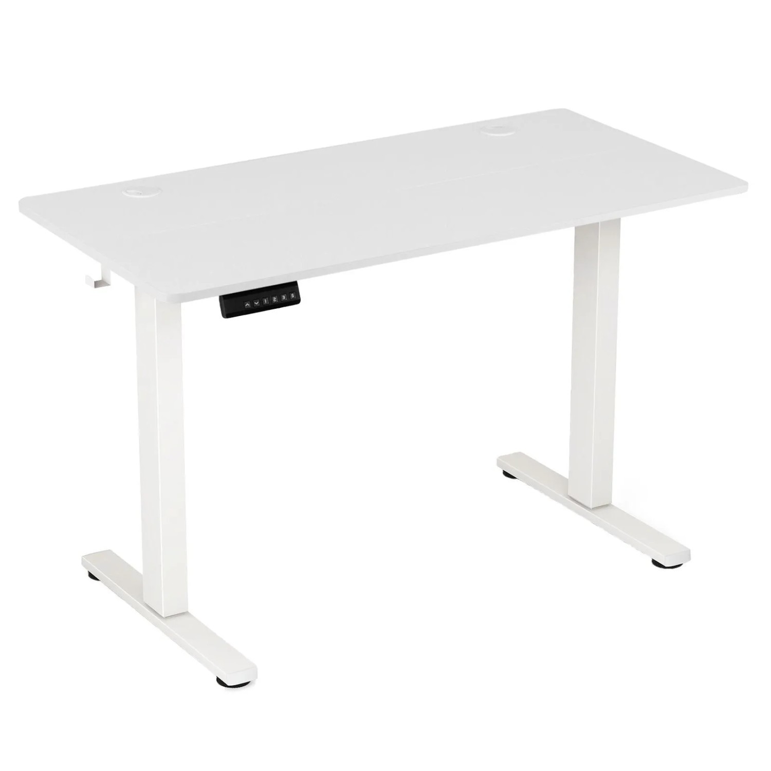 Costway Höhenverstellbarer Schreibtisch 120 x 60 cm mit 2 Haken Weiß günstig online kaufen
