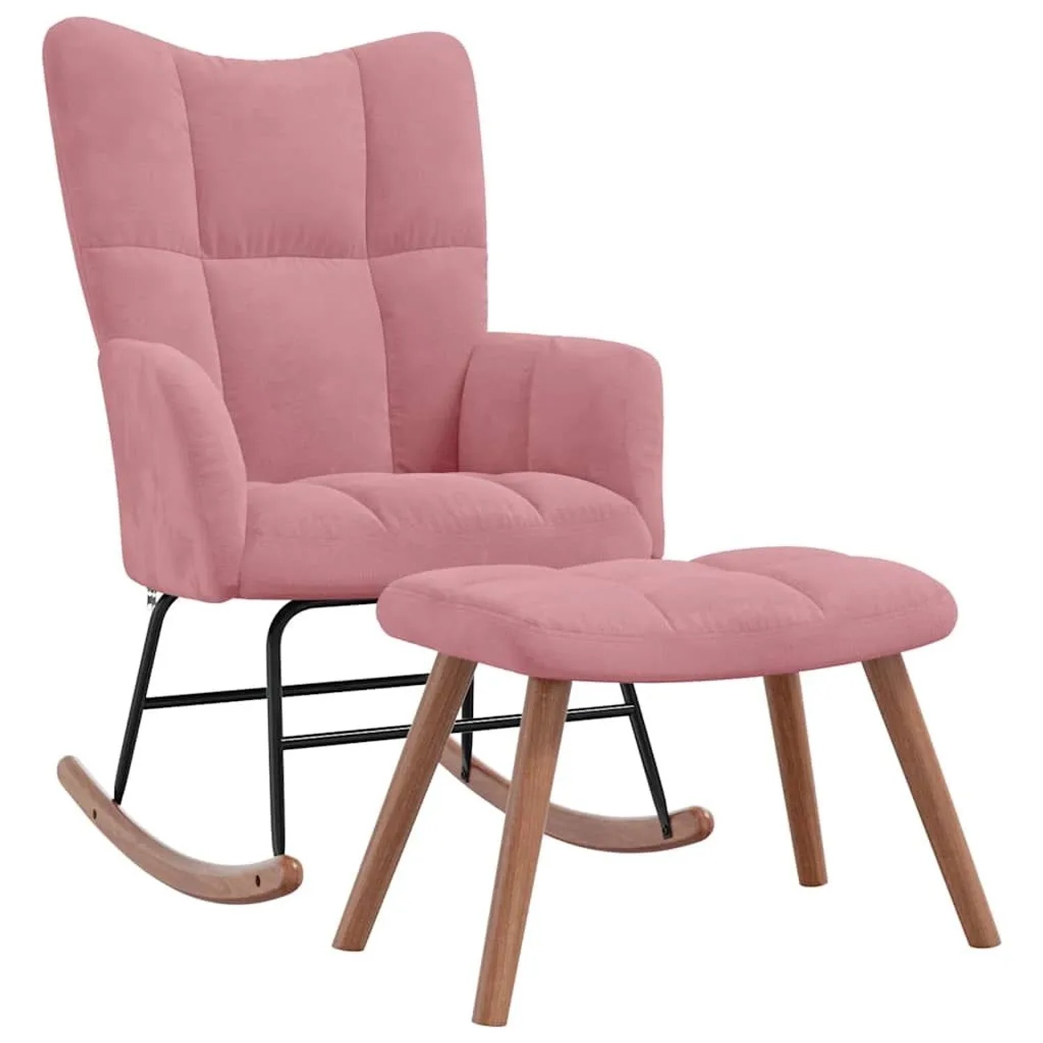 vidaXL Schaukelstuhl mit Hocker Samt Rosa 328154 günstig online kaufen