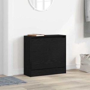 Schuhschrank vidaXL in Schwarz Eiche Optik, 60x21x57 cm, aus Holzwerkstoff.