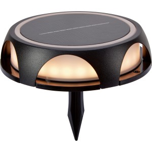 Schwarze LED Solarleuchte 2 in 1, rund, Ø14cm, für den Garten oder die Terrasse.
