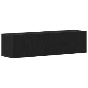 vidaXL TV-Schrank, Schwarz Eichen-Optik, 120 cm breit, Holzwerkstoff, mit zwei Klapptüren.