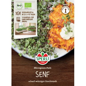 Sperli BIO Microgreen-Pads Senf: Saatgut für scharf-würzige Sprossen, einfache Anzucht.