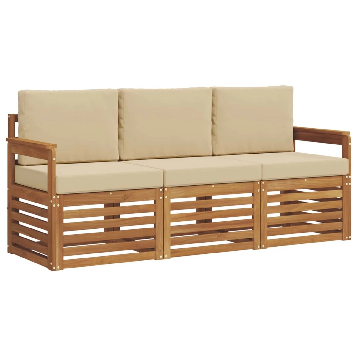 vidaXL Sofagarnituren 3 Tlg Natur und Beige Massivholz Akazie 3374278