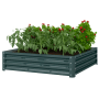 Outsunny Garten-Bett aus verzinktem Stahl, grün, mit Pflanzen. Ideal für Gemüse und Blumen.