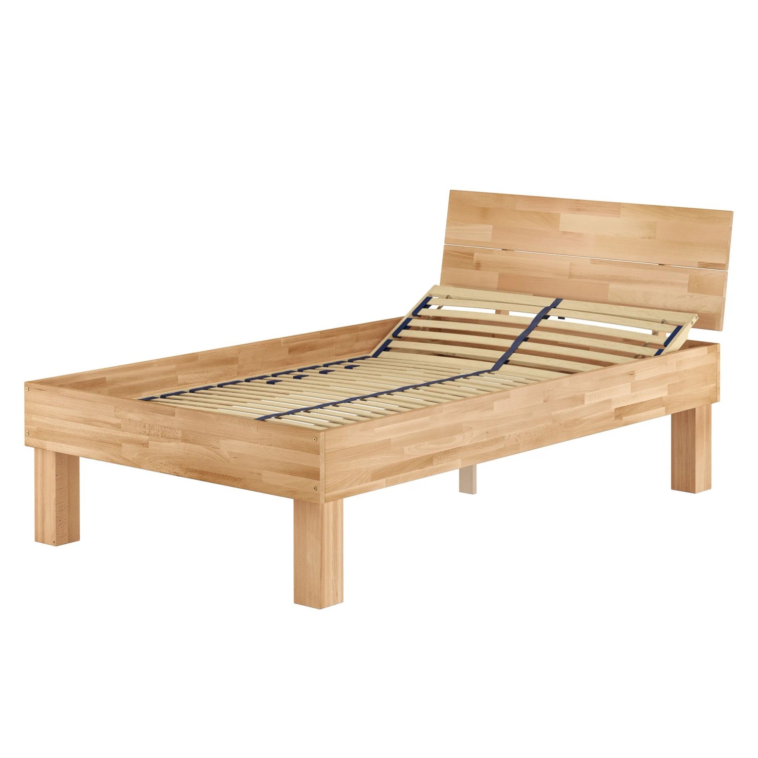 Erst-Holz Hohes Seniorenbett 120 x 220 cm Einzelbett in Überlänge Buche Massiv Modell 81 Federholzrahmen inkl.