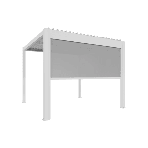 Ximax Seitenmarkise aus Aluminium, weiße Pergola mit Wind- und Sichtschutz, 300 cm breit.
