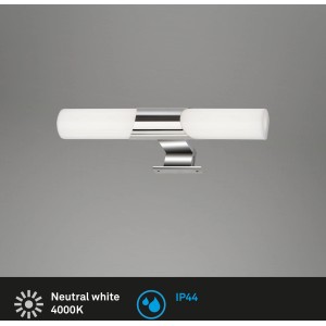 Brilo LED-Spiegelleuchte Klak Chrom, 7W, neutralweißes Licht für Bad und Innenbereich.