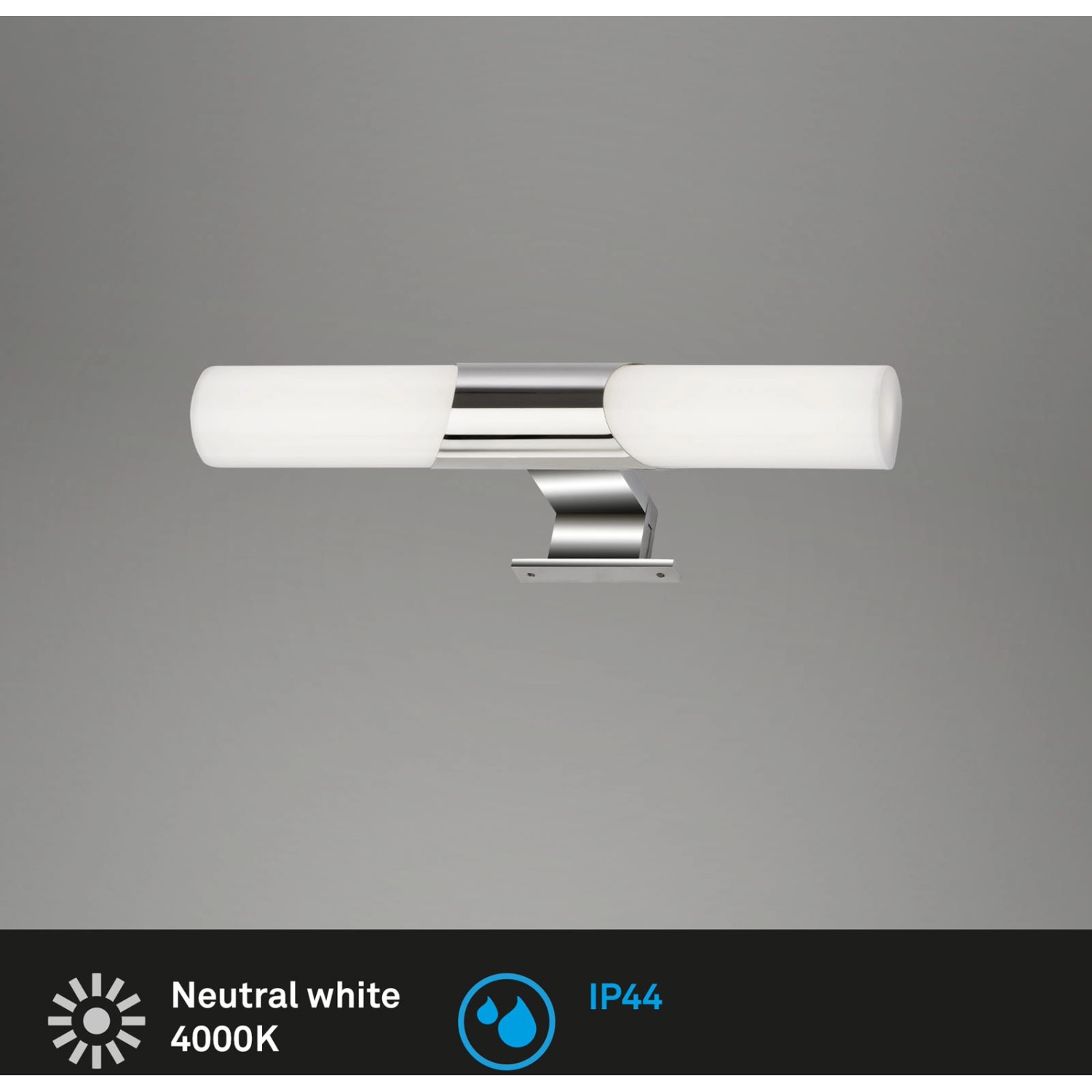 Brilo LED-Spiegelleuchte Klak Chrom, 7W, neutralweißes Licht für Bad und Innenbereich.