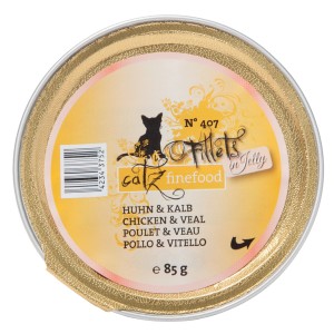 Catz Finefood No.407 Filets 85g, Katzen-Nassfutter mit Huhn & Kalb im Gelee.