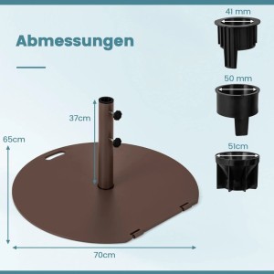 Costway Sonnenschirmständer 23 kg Schirmständer mit Rollen und Griff