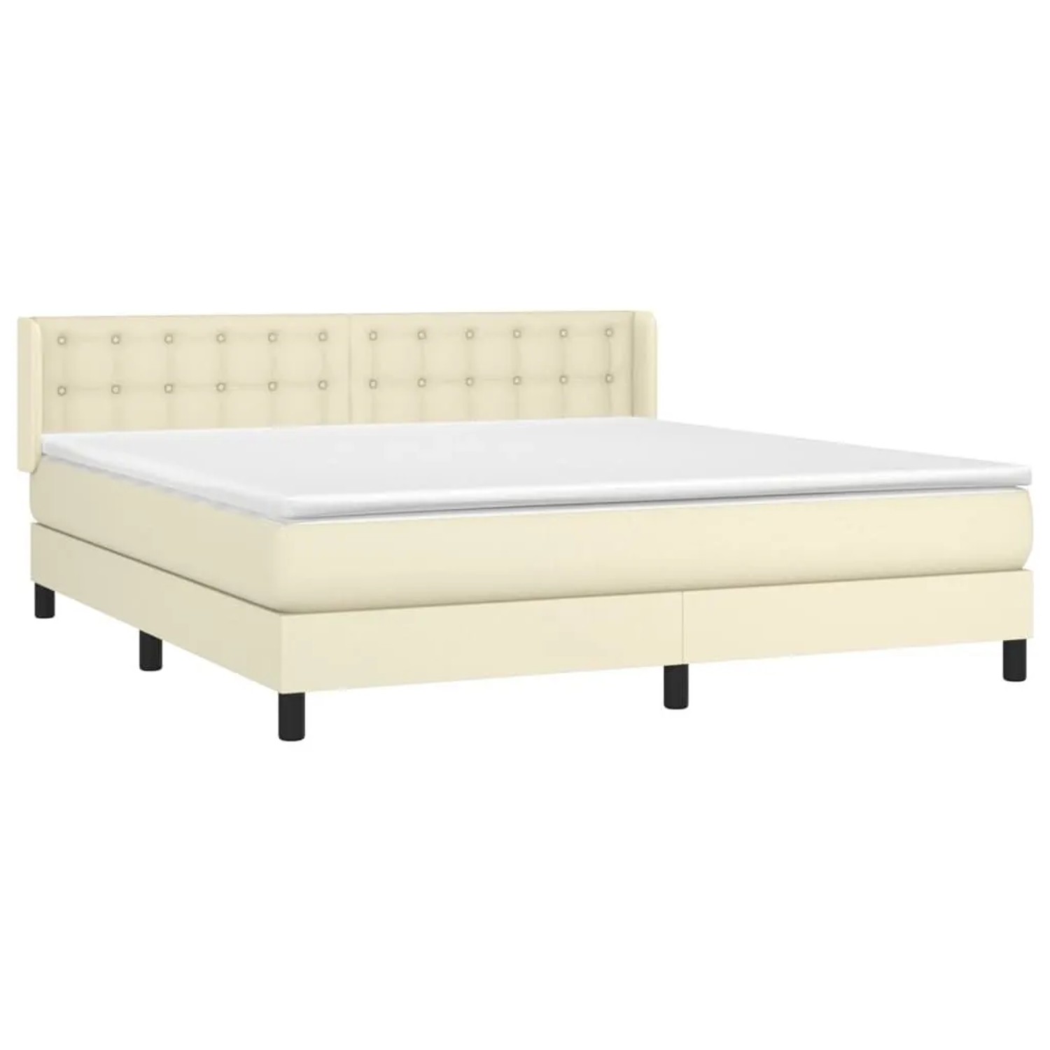 vidaXL Boxspringbett mit Matratze Creme 180x200 cm Kunstleder 3130795