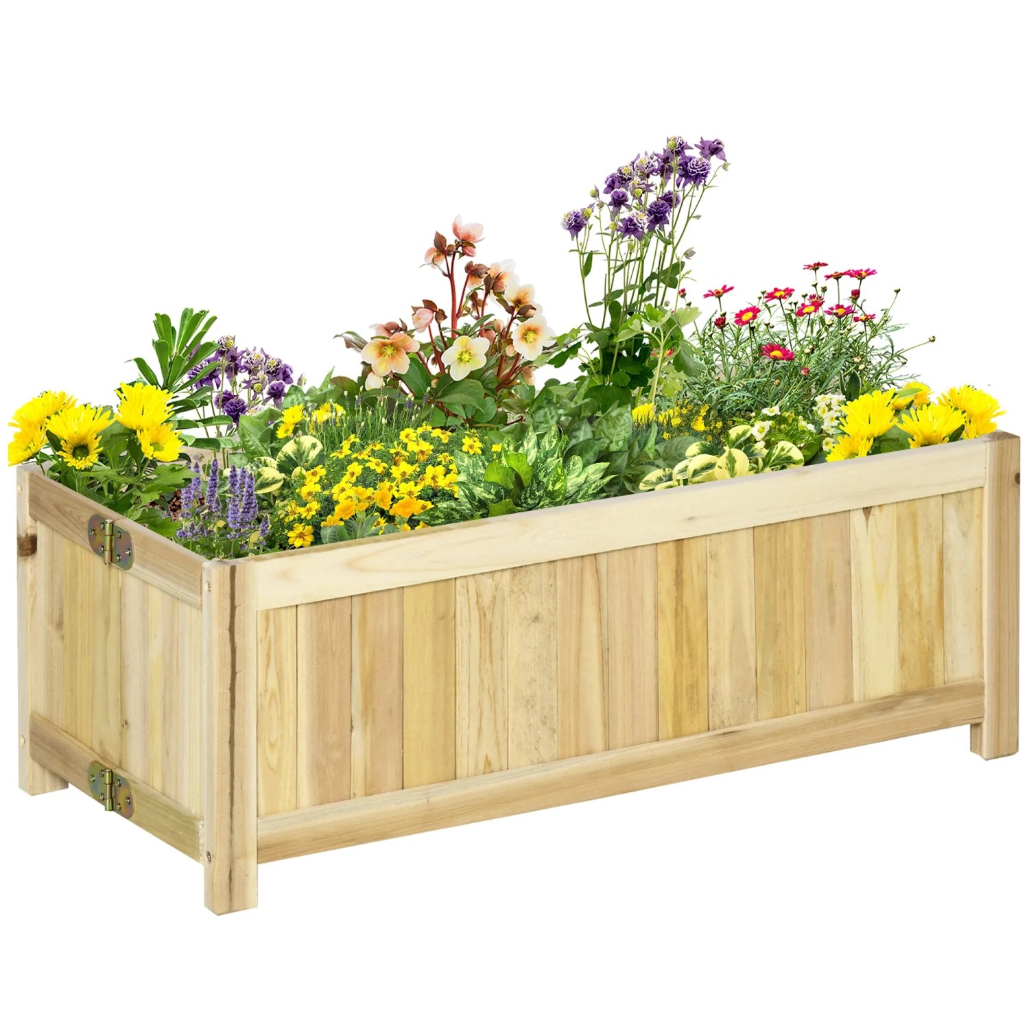 Outsunny Hochbeet Klappbarer, Gemüsebeet, für Terrasse, 70 x 30 x 25 cm (Blumenkasten, 1 St., Pflanzkasten), für Garten, Balkon, Naturholz