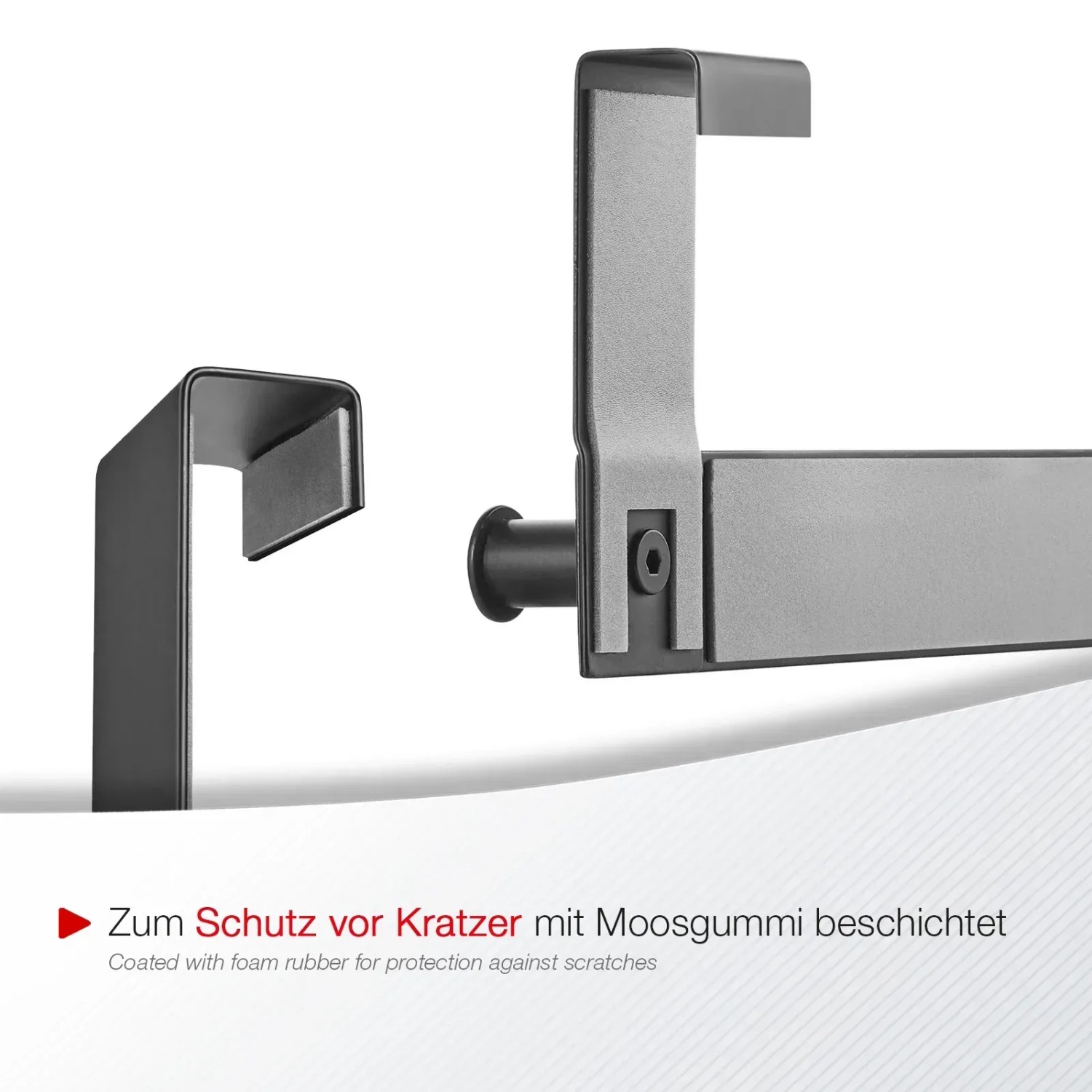 SOTECH Türgarderobe LINEA I, Edelstahl schwarz matt, Detailansicht der Haken für Falztüren.
