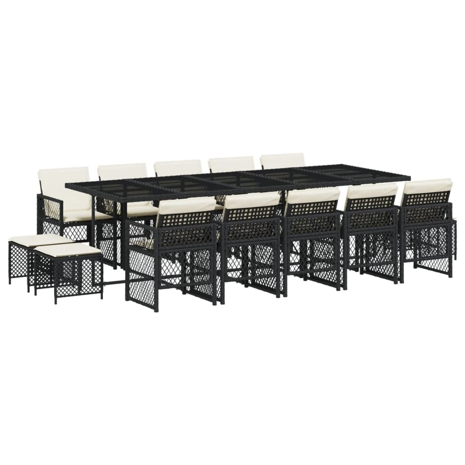 vidaXL 15-Tlg Garten-Essgruppe mit Kissen Schwarz Poly Rattan 3210810 günstig online kaufen