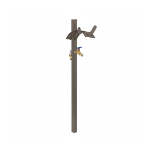 Relaxdays Wasserzapfstelle mit Schlauchhalter Stahl Braun Freistehend 107,5 cm x 25 cm x 18 cm 3 kg