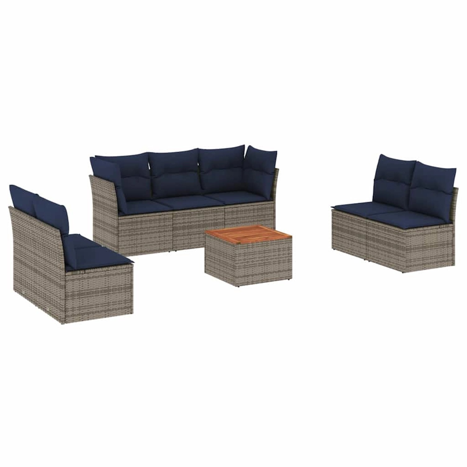 vidaXL 8-Tlg Garten-Sofagarnitur mit Kissen Grau Poly Rattan 3255900 günstig online kaufen