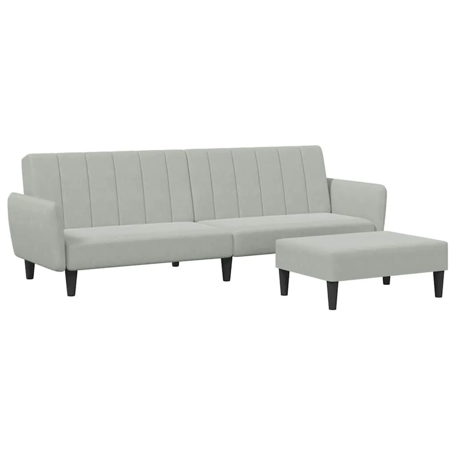 vidaXL Schlafsofa 2-Sitzer mit Fußhocker Hellgrau Samt 3216250 günstig online kaufen