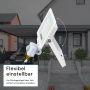 Weißer LUXULA LED Strahler 20W mit Bewegungsmelder für den Außenbereich, flexibel einstellbar.