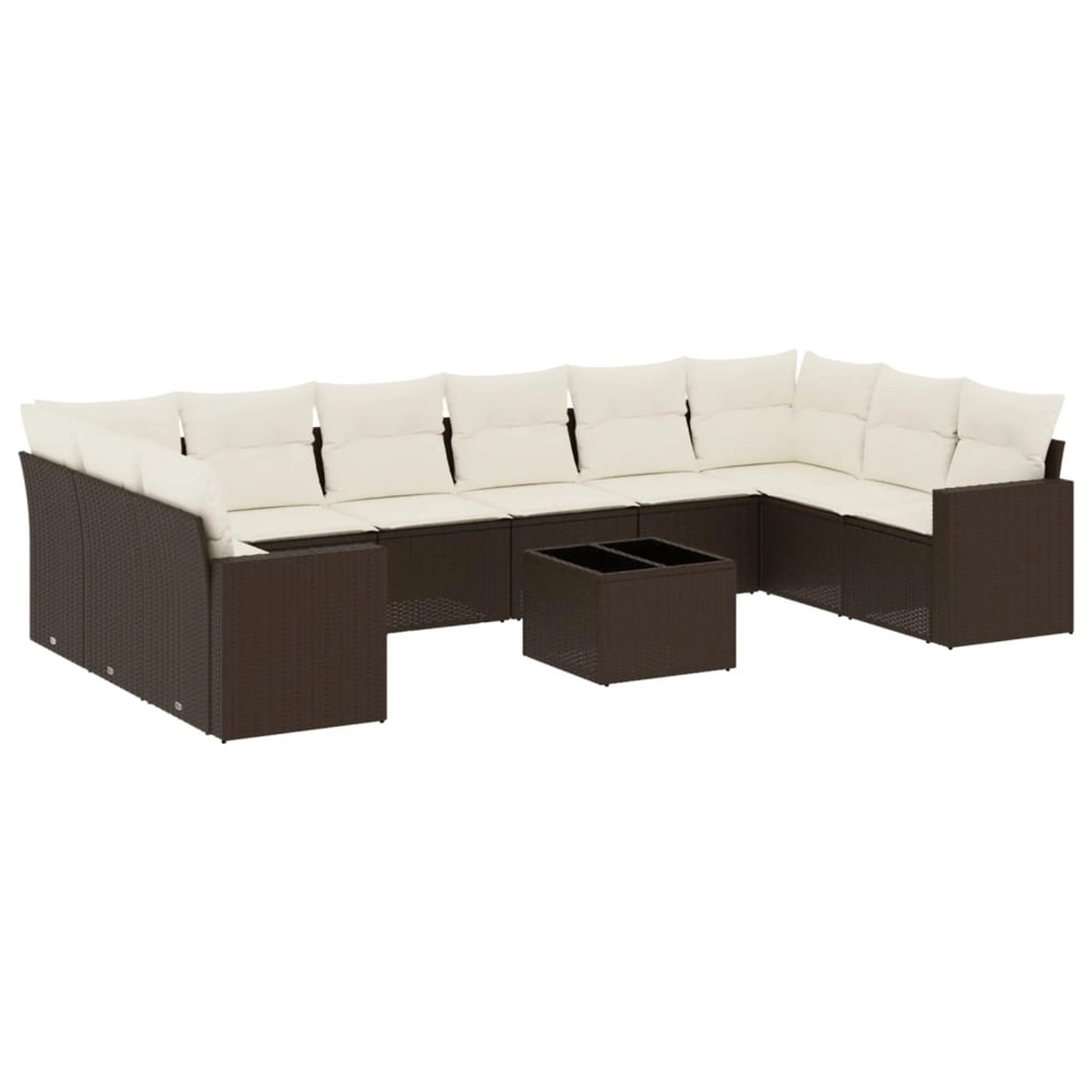 vidaXL 11-Tlg Garten-Sofagarnitur mit Kissen Braun Poly Rattan 3219473 günstig online kaufen