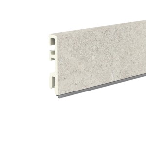 Döllken Sockelleiste USL60, Dekor Fliese Rom Weiß, 60x14x2500 mm, mit Weichlippe.