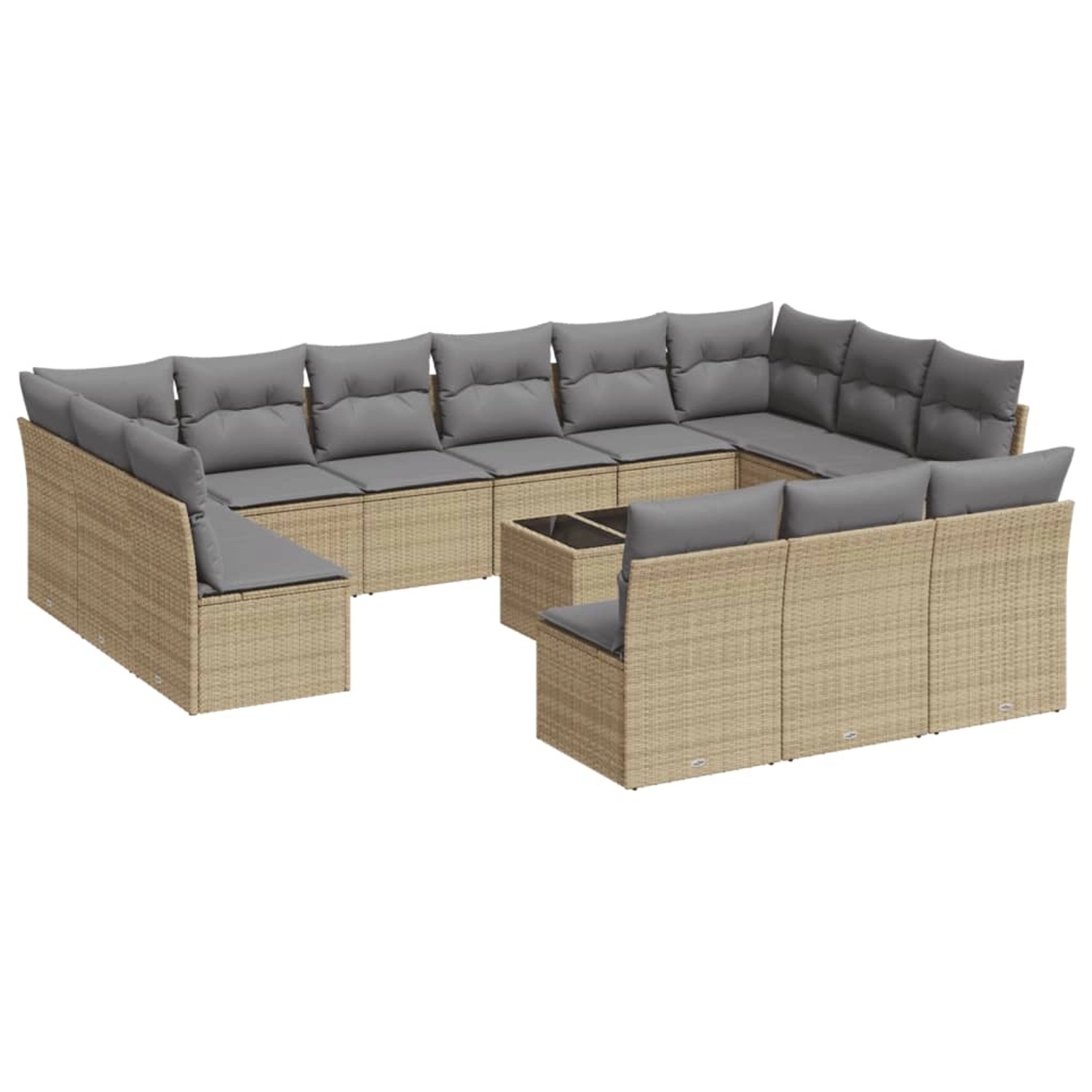 vidaXL 14-Tlg Garten-Sofagarnitur mit Kissen Beige Poly Rattan 3250238 günstig online kaufen