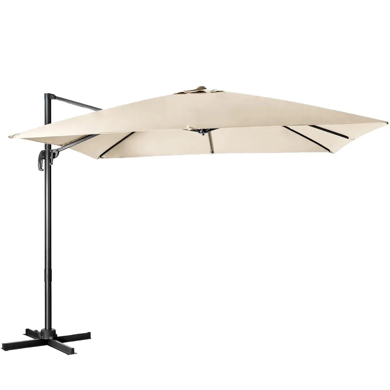 COSTWAY Sonnenschirm 300 x 300 cm mit Kurbel 360° Drehbar Beige