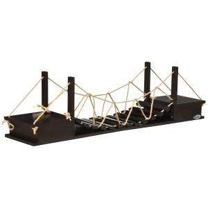 PawHut Kletterwand mit Hängebrücke für Katzen bis 5 kg, braunes Katzenregal.