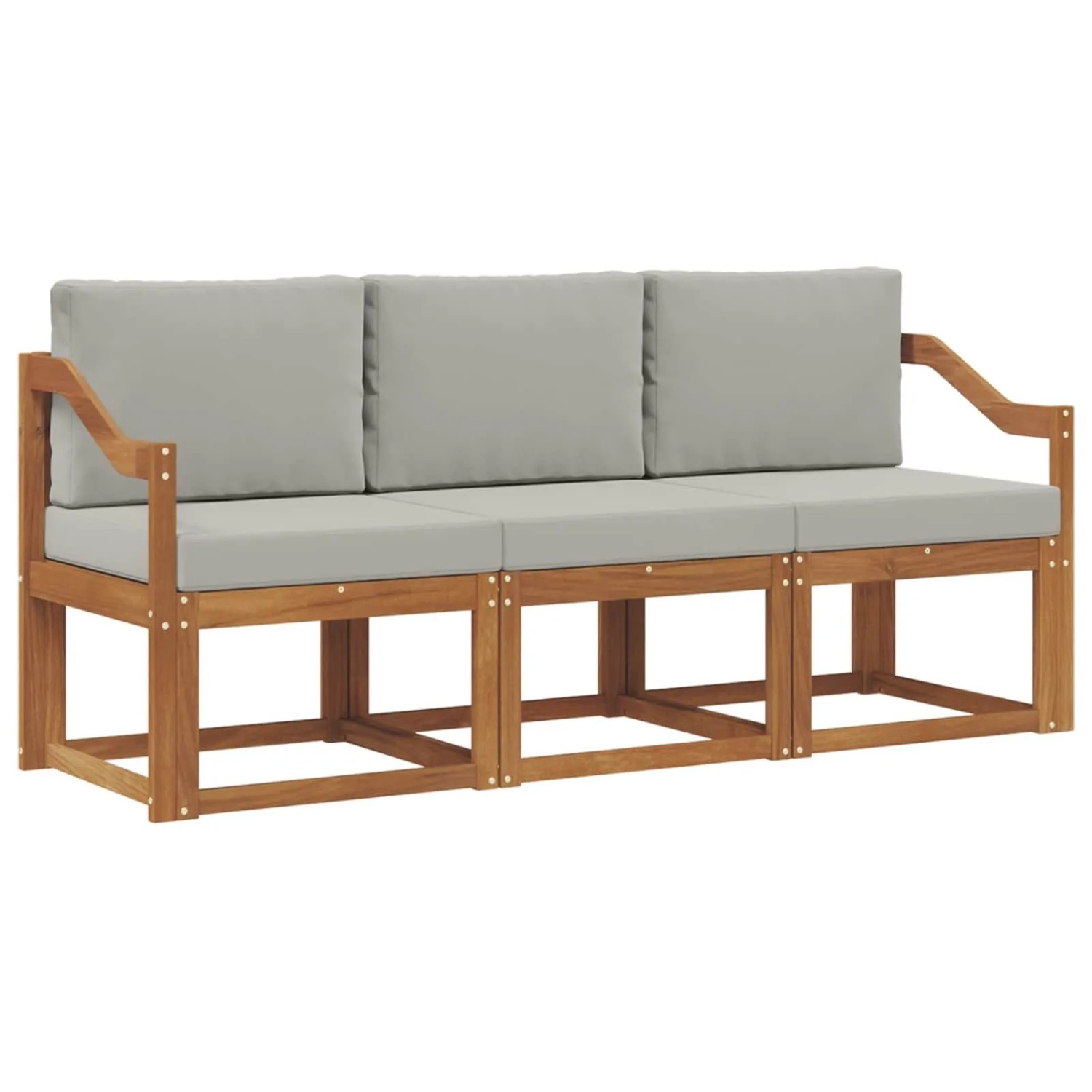 vidaXL Outdoor-Sofagarnitur mit Kissen 3 Stk Natur und Hellgrau 3365954